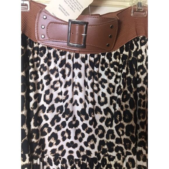 NWT Vintage Magic Women's Layered Leopard Print Skirt Wide Elastic Belt Size 2X - Picture 3 of 3